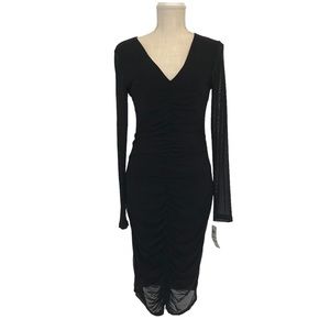 INC international concepts black midi dress in size medium with long sleeves